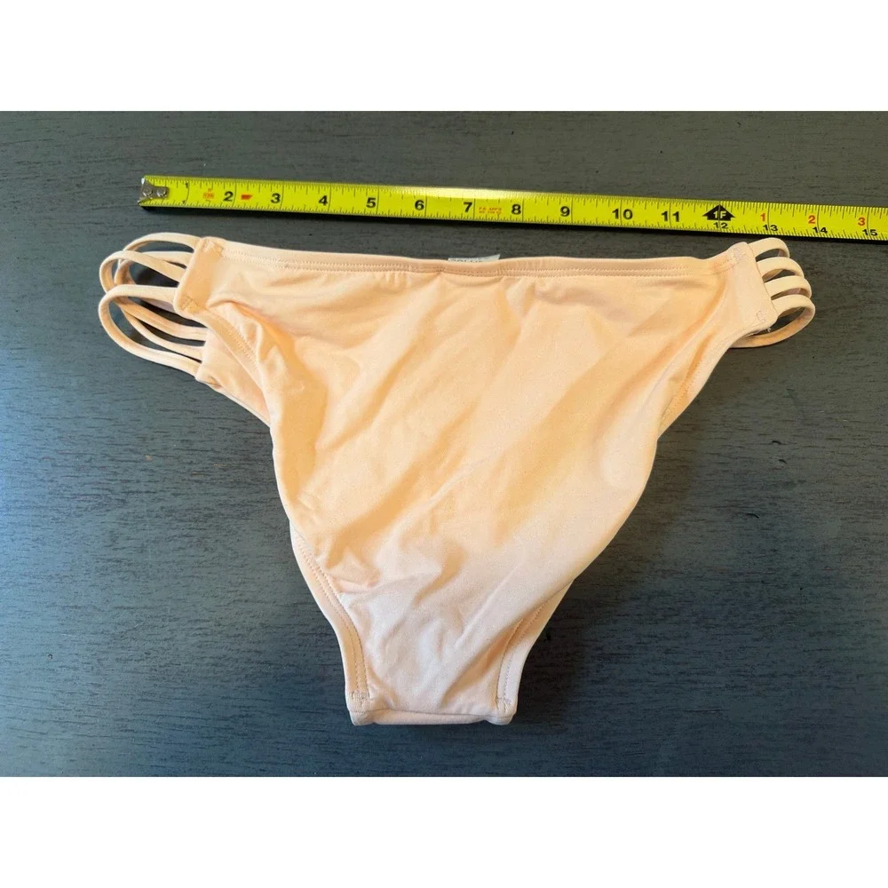 L*Space Estella Bikini Bottoms Peach Strappy Cutout Full Cut Small NWOT